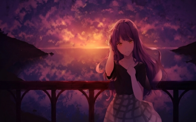 Mocca Sunset Anime Girl HD Wallpaper