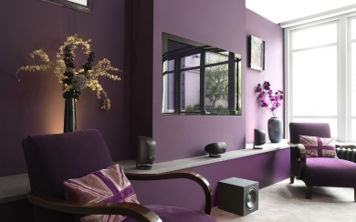 Modern Purple Living Room Interior Design HD Wallpaper
