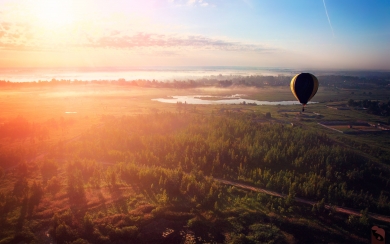Morning Flight Hot Air Balloon Nature HD Wallpaper