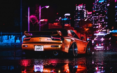 Night Rider A High Performance Mazda RX-7 HD Wallpaper for Car Lovers