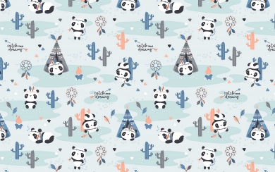 Retro Cartoon Panda Texture HD Wallpaper of Playful Animals