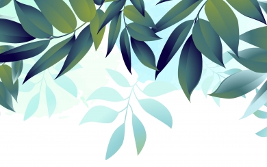 Retro Eco HD Wallpaper with Blue Background and Green Leaves