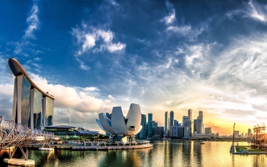 Singapore Panorama HD Wallpaper: Marina Bay Sunset and Skyscrapers