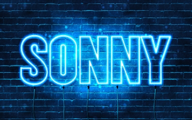 Sonny Name in Blue Neon Lights HD Wallpaper