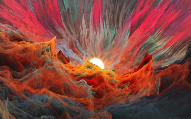 Sunset Behind Wave Abstract Digital Art HD Wallpaper