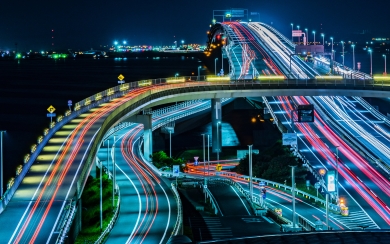 Tokyo Bay Aqua-Line Traffic Lights  HD Wallpaper