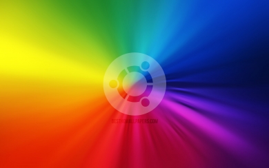 Ubuntu Vortex Logo HD Wallpaper with Rainbow Background
