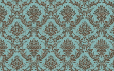 Vintage Blue Floral Pattern on Brown Background HD Wallpaper
