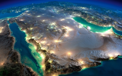 Arabian Peninsula Night View from Space HD Wallpaper