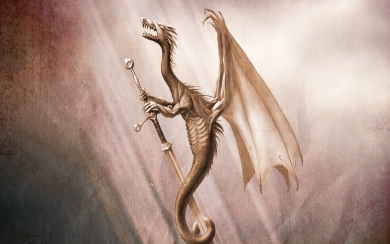 Dragon with Sword Majestic Artwork HD Wallpaper