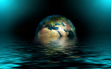 Globe in Water 3D Art Earth Creative HD Wallpaper