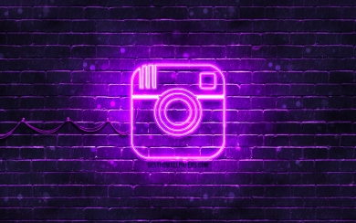Instagram Violet Logo on Brick Wall HD Wallpaper