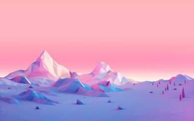 LowPoly Aero Mountains Ultra HD Purple and Pink Landscape Wallpaper