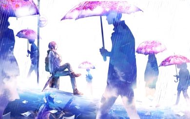 Rain Can't Touch Me Anime Girl in Resilient Artwork HD Wallpaper