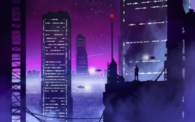 The Night Synthwave Retrowave Scifi Cyberpunk City HD Wallpaper