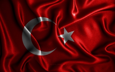 Turkish Flag in Silk Waves 3D Art HD Wallpaper