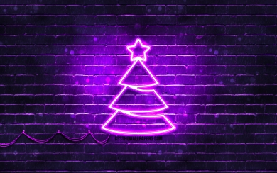 Violet Neon Christmas Tree A Festive New Year's Concept in HD Wallpaper