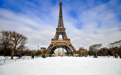 Winter in Paris Captivating Eiffel Tower and Champs Elysees HD Wallpaper