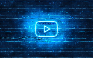 YouTube Blue Logo on a Blue Brick Wall HD Wallpaper