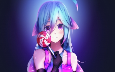Adorable Anime Girl in a Rainbow Delight HD Wallpaper