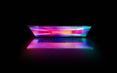 Colorful Laptop on Black Background Black Aesthetic HD Wallpaper