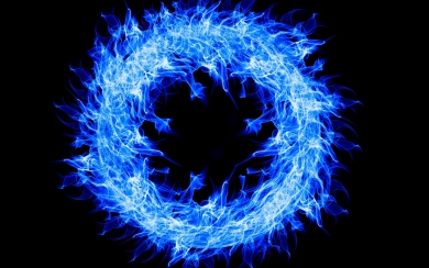 Fire Ring of Darkness Captivating Blue Fire Flames Art HD Wallpaper