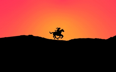 Horse Minimal Sunset Serene Minimalist Artwork in HD Wallpaper