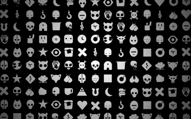 Iconic Symmetry Gray Icons Pattern on Black Background HD Wallpaper