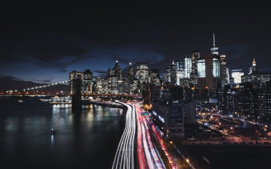 Manhattan Nights Brooklyn Bridge in New York City HD Wallpaper