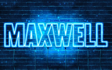 Maxwell Name in Blue Neon Lights Horizontal Text HD Wallpaper