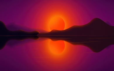 Radiant Serenity Sunlit Mountains in Reflection Digital Art