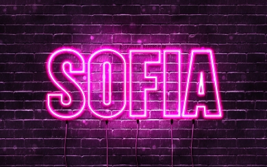 Sofia Name in Purple Neon Lights HD Wallpaper with Female Names