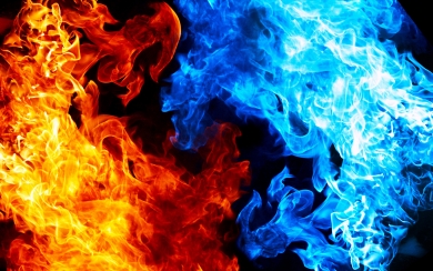 Blue and Orange Fire Creative Fire Flames Macro Artwork HD Wallpaper