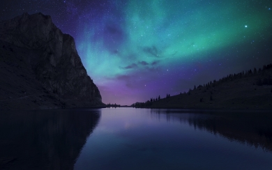 Celestial Symphony Northern Lights and Starry Night Sky HD Wallpaper
