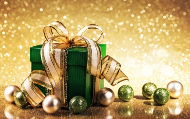 Golden Christmas Delights Festive Gift Boxes and Balls HD Wallpaper