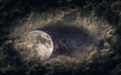 Moonlit Serenity A Starry Night Sky Wallpaper