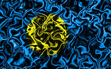 Palau Flag in Abstract Smoke Creative 3D Art HD Wallpaper