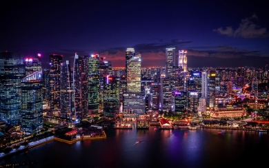 Singapore at Night Mesmerizing Nightscapes HD Wallpaper