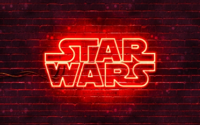 Star Wars Neon Logo Red Brickwall HD 4K Wallpaper