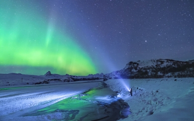 Awe Struck Standing Under the Aurora Lights in Nature HD Wallpaper