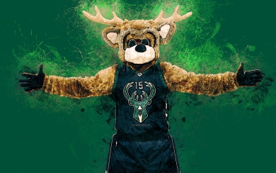 Bango Milwaukee Bucks Official Mascot Grunge Art HD Wallpaper