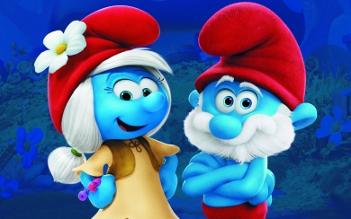 Smurfs The Lost Village HD Wallpaper featuring Papa Smurf