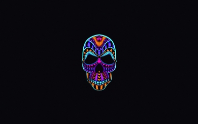 Vibrant Neon Minimalist Skull HD Wallpaper