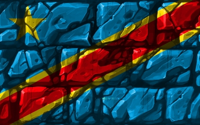 Flag of the Democratic Republic of Congo 2024 HD Wallpaper