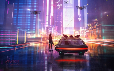 Cyberpunk Sci Fi Girl Digital Art HD Wallpaper