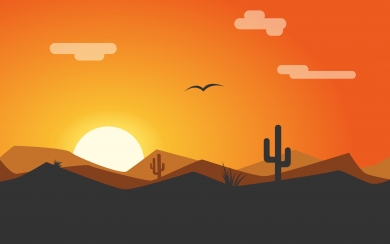 Desert Sunset Minimalist HD Wallpaper 2024