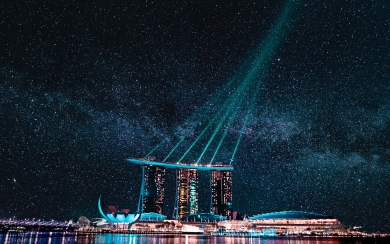Marina Bay Sands at Night Starry Sky Luxury Hotel Singapore 2024 HD Wallpaper
