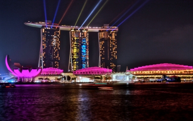 Marina Bay Sands Hotel Nighttime 2024 HD Wallpaper