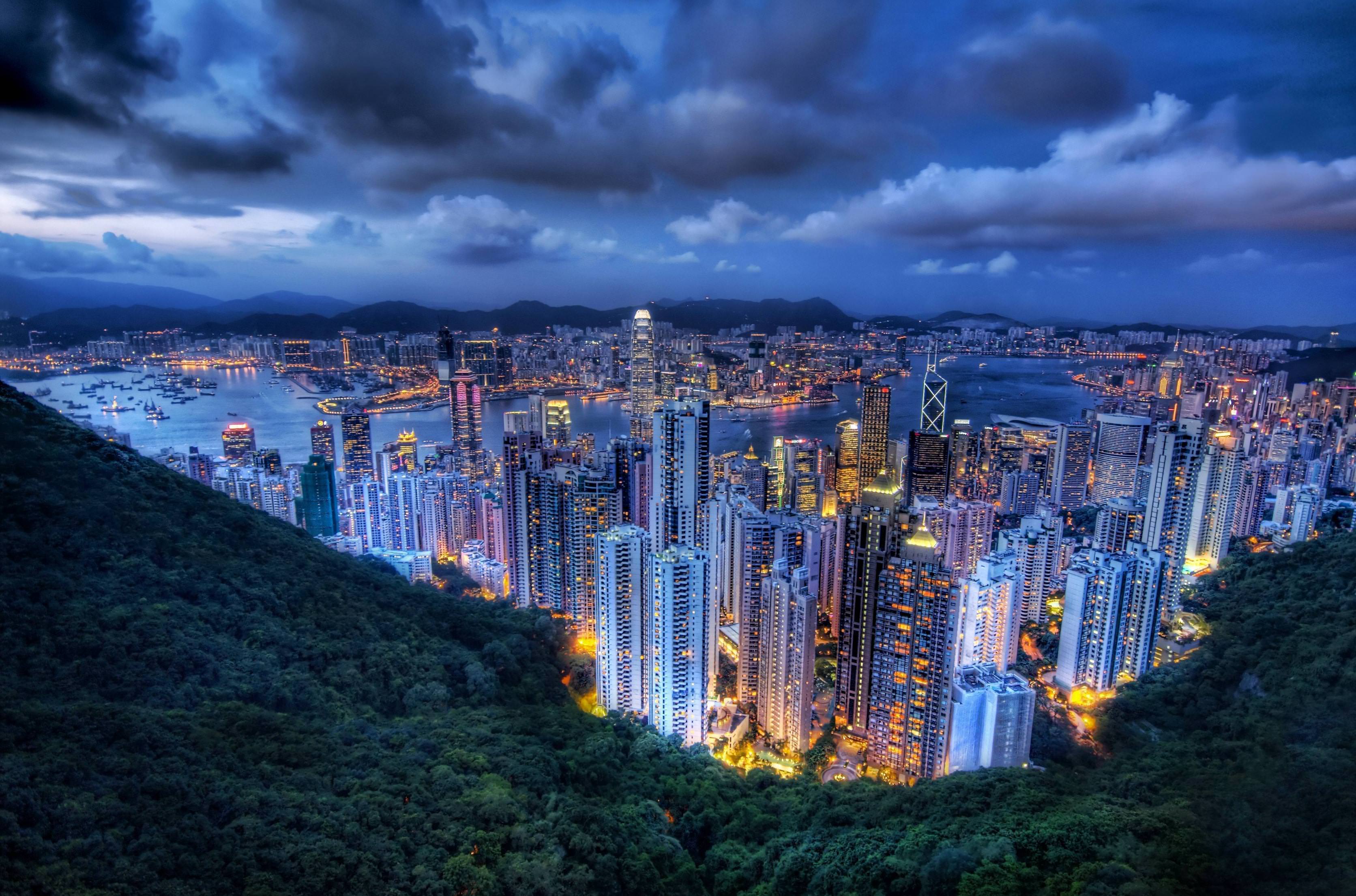 Hong Kong Wallpaper 4K, Victoria Peak, Cityscape, Night, #5464