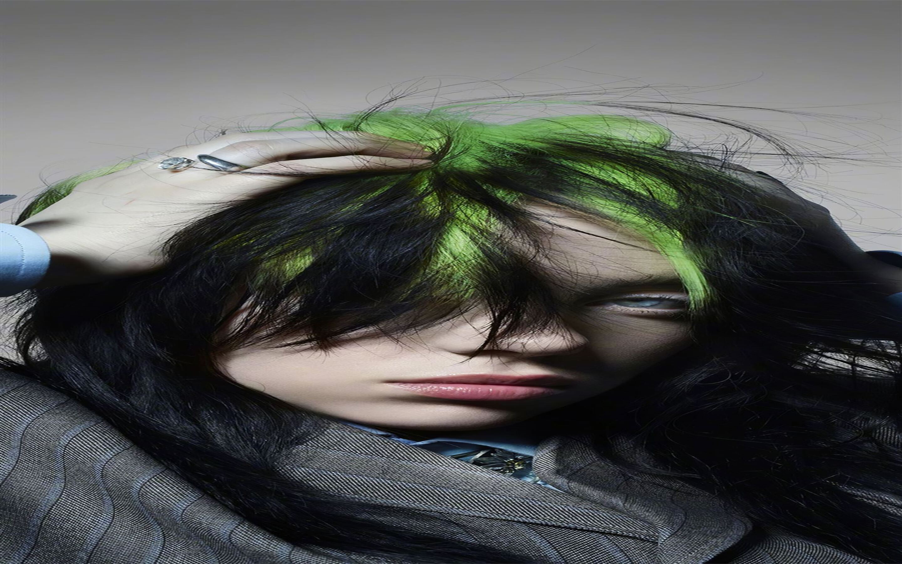 Singer and style icon Billie Eilish in neon green ombre hair 4K wallpaper  download